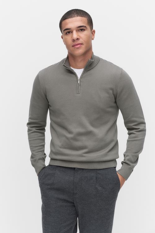 Bläck Menton – half zip-tröja i mjuk Pima-bomull